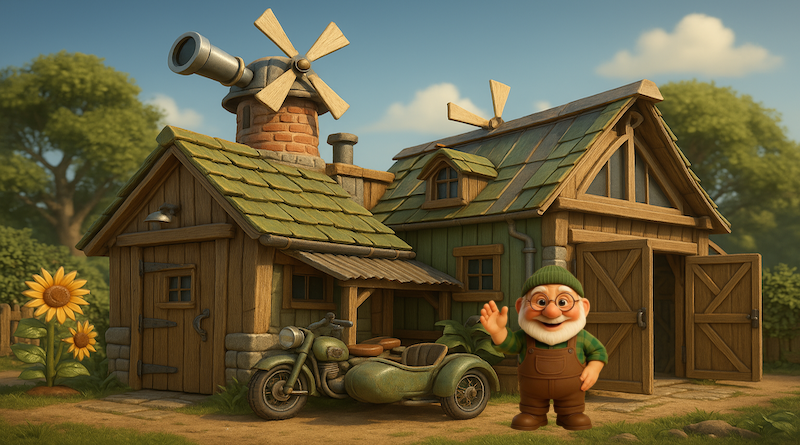 Percy waving from his shed